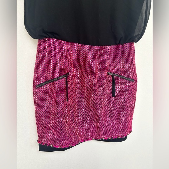 DV by Dolce Vita Black and Pink Tweed Tank Vneck Sleeveless Dress size M - Picture 3 of 6